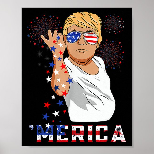 Trump freut sich über den 4. Juli Trumps amerikani Poster (Vorne)