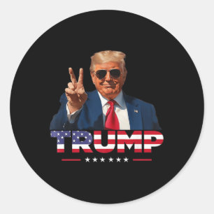 Trump - Friedenszeichen Hand USA Flagge Trump 2024 Runder Aufkleber
