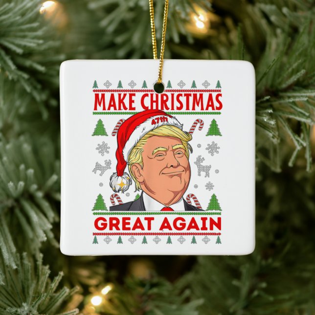 Trump frohe Weihnachten, Donald Trump Keramikornament (Baum)