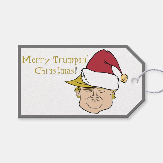 Trump frohe Weihnachts-Geschenketiketts Geschenkanhänger (Vorderseite (Horizontal))