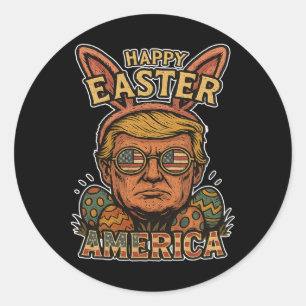 Trump Fröhlicher Osterhase Ei Jagd Frühling Lustig Runder Aufkleber