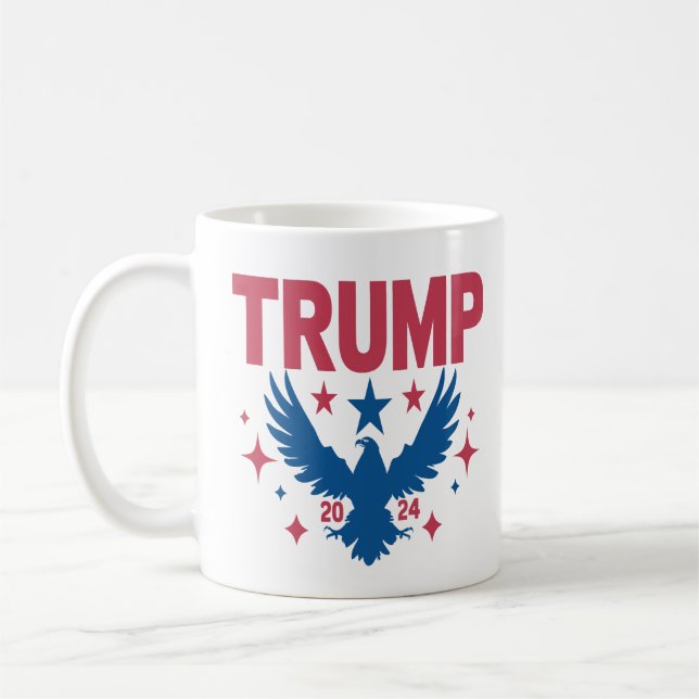 Trump für Präsident Eagled 2024 Kaffeetasse (Links)