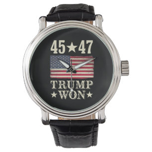 Trump Gewann 2024 45 47. Präsident USA-Flagge Armbanduhr