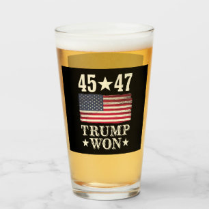 Trump Gewann 2024 45 47. Präsident Usa-Flagge Glas
