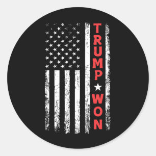 Trump gewann die Wahl 2025 USA-Flagge Runder Aufkleber