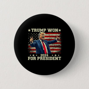 Trump gewann erneut die Wahl 2025 Präsident 47 Th  Button
