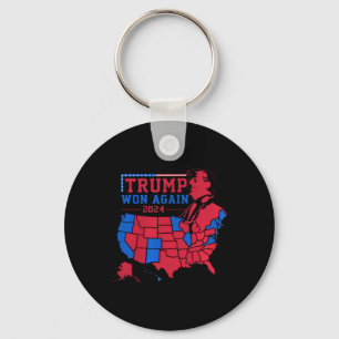 Trump gewinnt im Jahr 2024 erneut die Red Wave Map Schlüsselanhänger