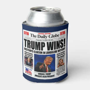 Trump gewinnt! Lustige Anti-Clinton-Zeitungssatire Dosenkühler