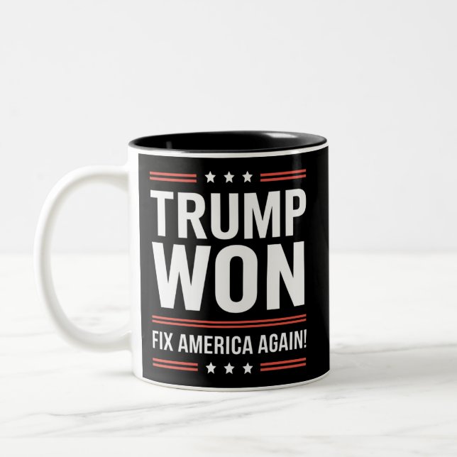 Trump gewinnt MAGA Trump-Gewinner 2024 - Amerika w Zweifarbige Tasse (Links)