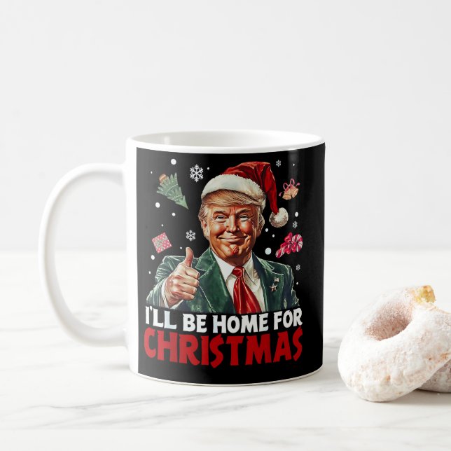 Trump Gift Wrap | Ich bin zu Weihnachten Zuhause Kaffeetasse (Mit Donut)
