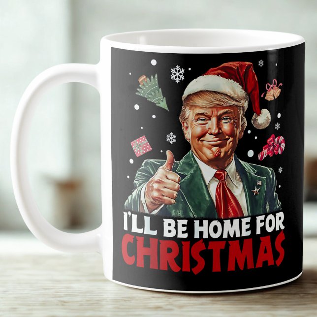 Trump Gift Wrap | Ich bin zu Weihnachten Zuhause Kaffeetasse (Von Creator hochgeladen)