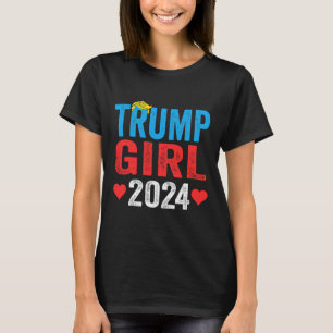 Trump Girl 2024 Niedlich Trump Flag Frauen Mädchen T-Shirt