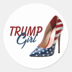 TRUMP GIRL Flag High Heels Runder Aufkleber