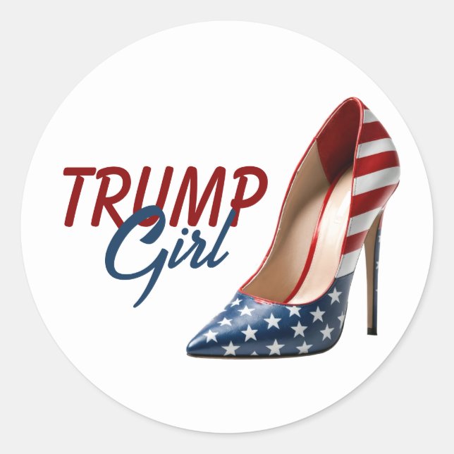 TRUMP GIRL Flag High Heels Runder Aufkleber (Vorderseite)