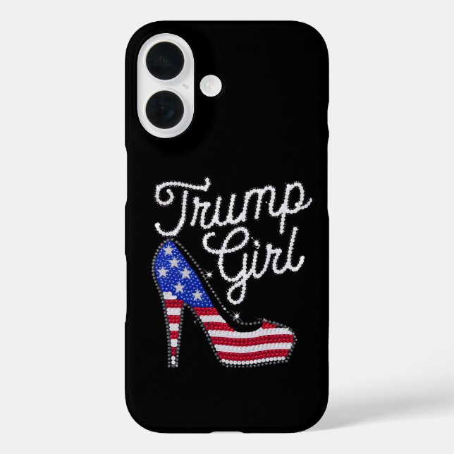 Trump Girl High Heel American Flag Bling Patriot Case-Mate iPhone Hülle (Rückseite)