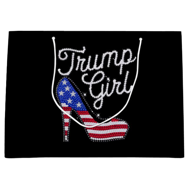 Trump Girl High Heel American Flag Bling Patriot Große Geschenktüte (Vorderseite)