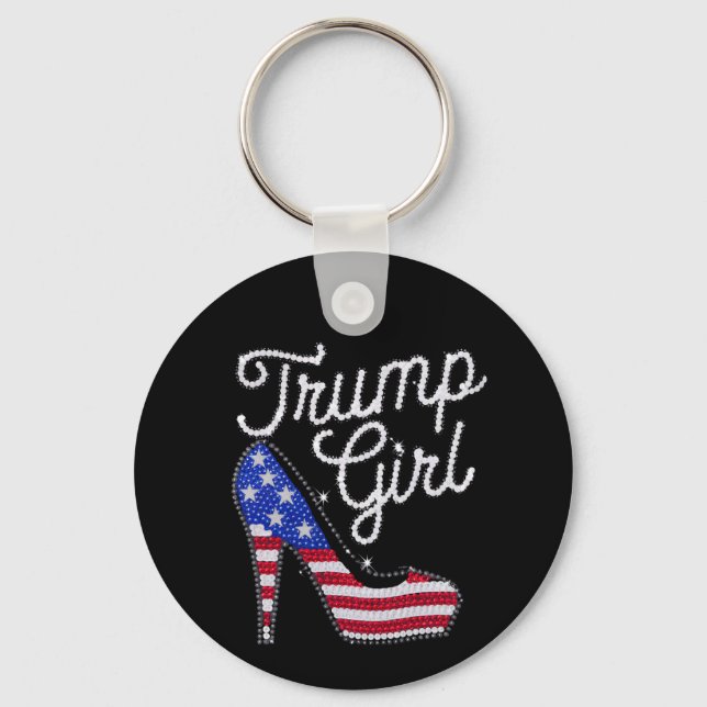 Trump Girl High Heel American Flag Bling Patriot Schlüsselanhänger (Vorderseite)