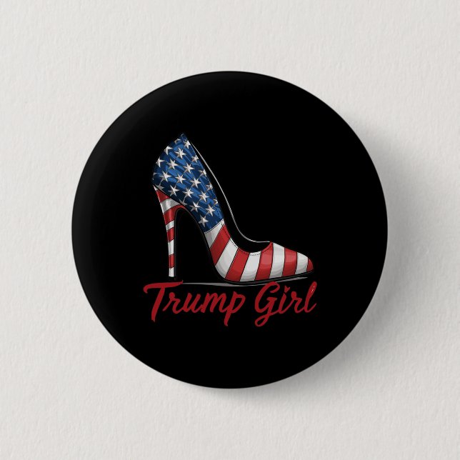 Trump Girl High Heel Stilettos amerikanische Flagg Button (Vorderseite)