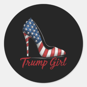 Trump Girl High Heel Stilettos amerikanische Flagg Runder Aufkleber