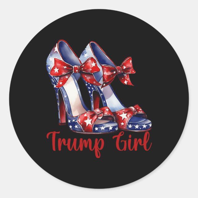Trump Girl High Heel Stilettos amerikanische Flagg Runder Aufkleber (Vorderseite)