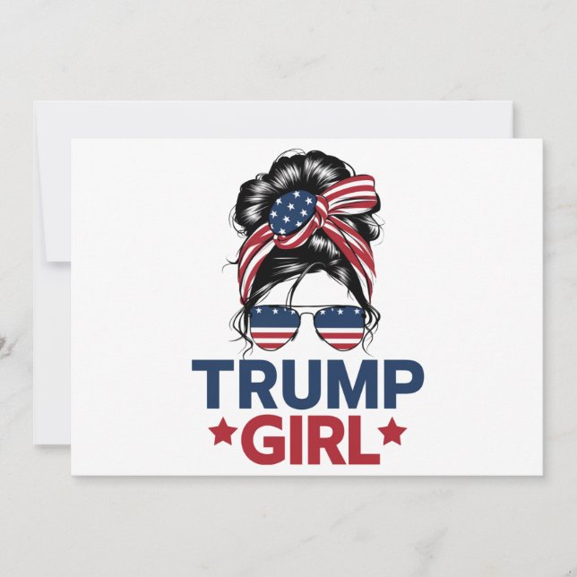 Trump Girl Messy Bun Trump 2024 Wahl Amerikaner Einladung (Vorderseite)