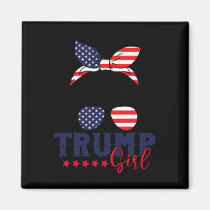 Trump Girl Messy Bun Trump 2024 Wahl Amerikaner Magnet
