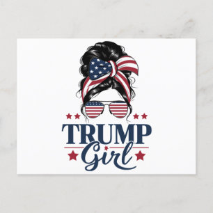 Trump Girl Messy Bun Trump 2024 Wahl Amerikaner Postkarte