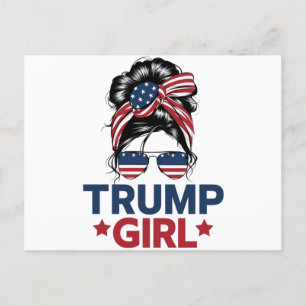 Trump Girl Messy Bun Trump 2024 Wahl Amerikaner Postkarte