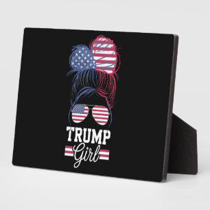 Trump Girl Messy Bun USA 47 Präsident Fotoplatte