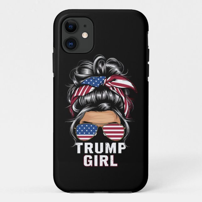 Trump Girl Messy Bun USA Flag Trump Wahl 2024 Case-Mate iPhone Hülle (Rückseite)
