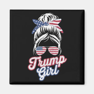 Trump Girl Messy Bun Vintag amerikanische Flagge Magnet