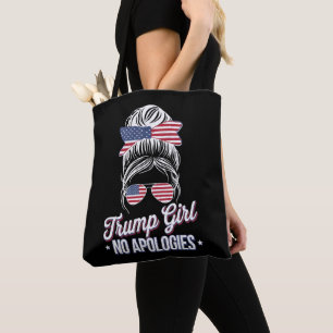 Trump Girl No Apology Messy Bun Retro Vintag