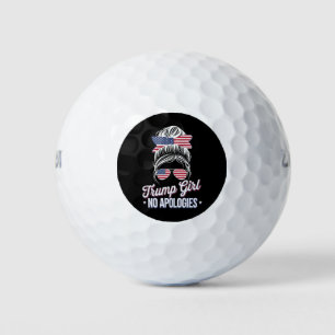 Trump Girl No Apology Messy Bun Retro Vintag Golfball