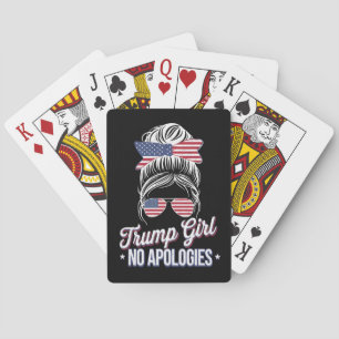 Trump Girl No Apology Messy Bun Retro Vintag Spielkarten