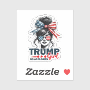 Trump Girl No Apology Messy Bun Sunglasses Trump Aufkleber