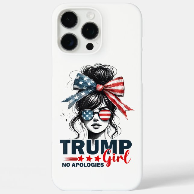 Trump Girl No Apology Messy Bun Sunglasses Trump Case-Mate iPhone Hülle (Rückseite)