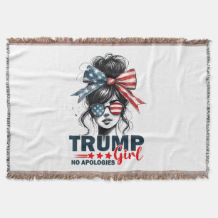 Trump Girl No Apology Messy Bun Sunglasses Trump Decke