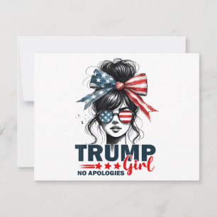 Trump Girl No Apology Messy Bun Sunglasses Trump Feiertagskarte