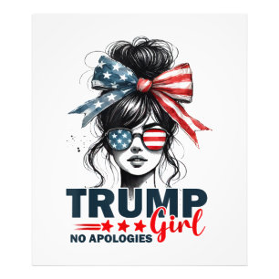 Trump Girl No Apology Messy Bun Sunglasses Trump Fotodruck
