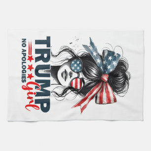 Trump Girl No Apology Messy Bun Sunglasses Trump Geschirrtuch