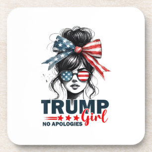 Trump Girl No Apology Messy Bun Sunglasses Trump Getränkeuntersetzer
