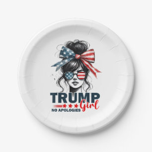 Trump Girl No Apology Messy Bun Sunglasses Trump Pappteller