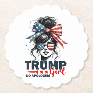 Trump Girl No Apology Messy Bun Sunglasses Trump Untersetzer