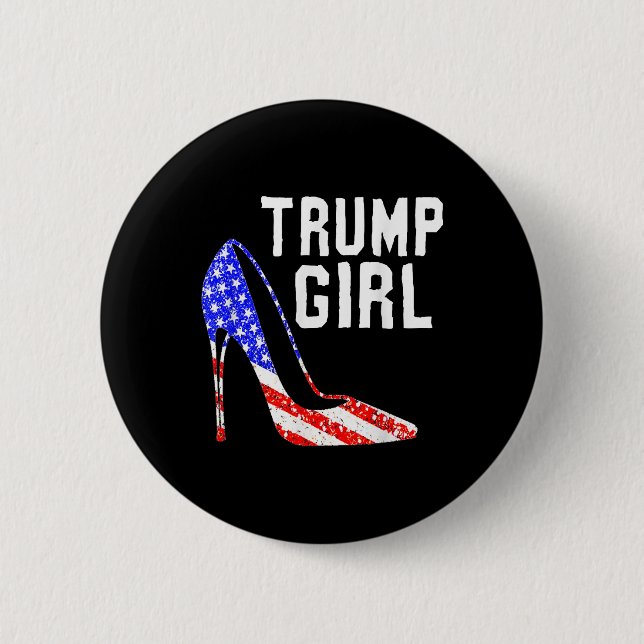 Trump Girl Trump 2025: Amerikanische Flagge Button (Vorderseite)