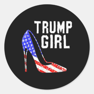 Trump Girl Trump 2025: Amerikanische Flagge Runder Aufkleber