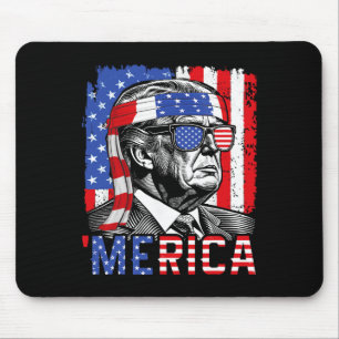 Trump glücklich am 4. Juli Funny American Flag USA Mousepad