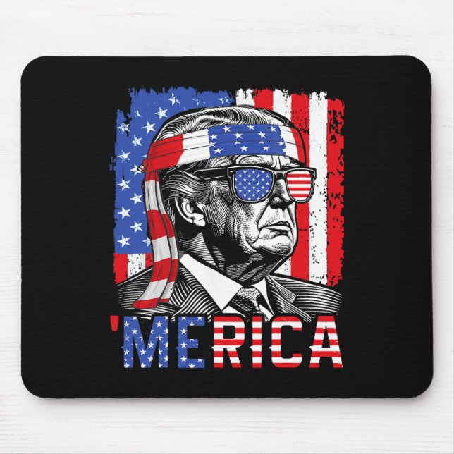 Trump glücklich am 4. Juli Funny American Flag USA Mousepad (Vorne)