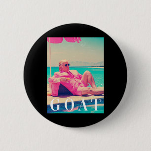 Trump Goat Shirt Sommer 2024 Retro Funny Pink Dona Button