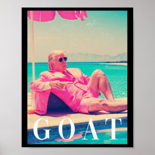 Trump Goat Shirt Sommer 2024 Retro Funny Pink Dona Poster