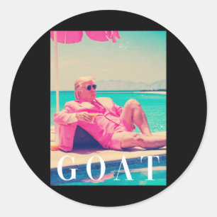 Trump Goat Summer 2024 Retro Funny Pink Donald Tru Runder Aufkleber
